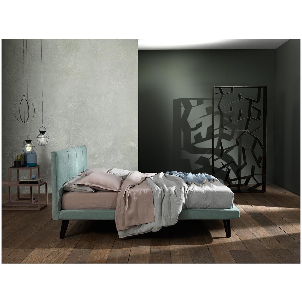 Letto Matrimoniale, Modello Dundee Un'aspetto Pieno Di Personalita, Rete Da 160x200 Cm Con Doghe In Legno, Piedini In Legno, Tessuto Giroletto Sfoderabile, Made In Italy - Foto 2