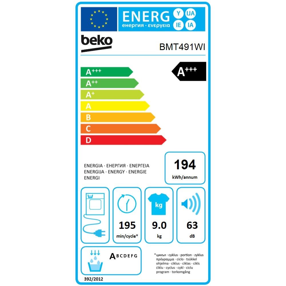 Asciugatrice BMT491WI 9 Kg Classe A+++ Pompa di calore - Foto 2