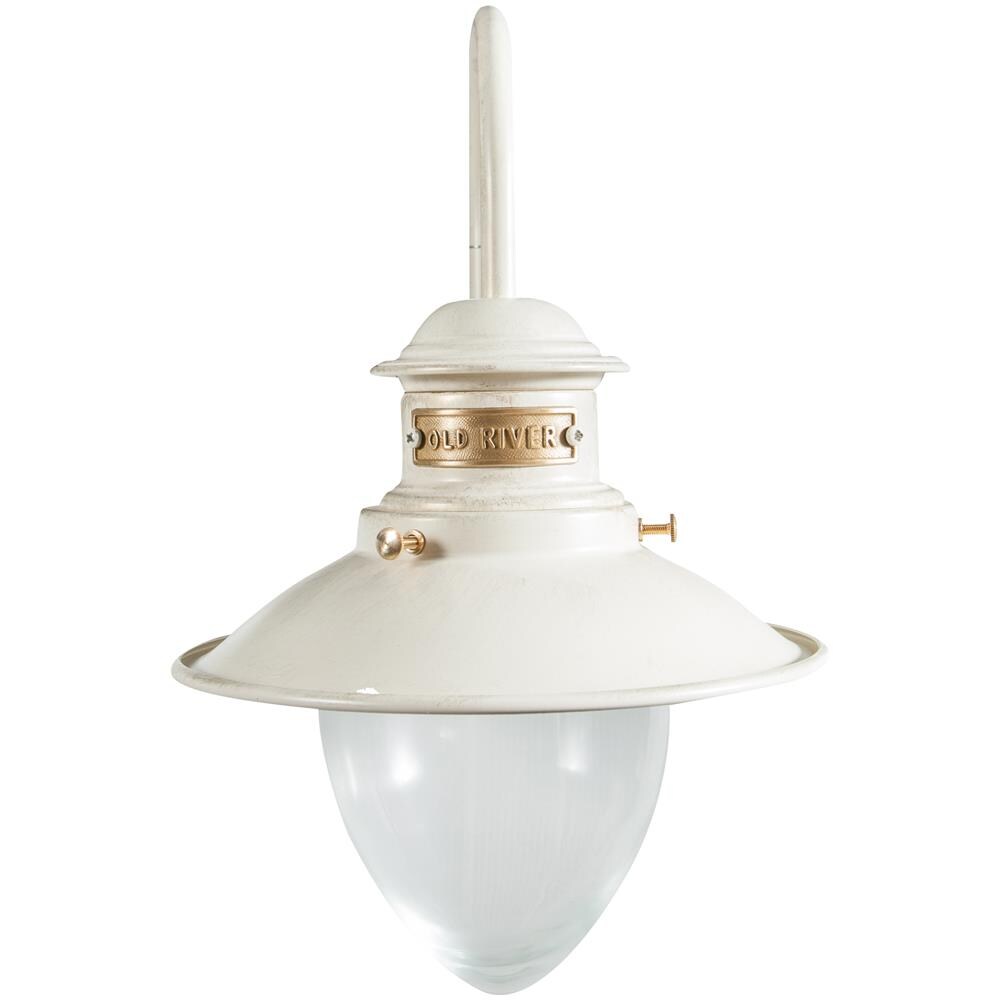 Lampada Applique A Muro Style Vecchia Marina In Fusione Di Ottone Patinato In Bianco Invecchiato L30xpr22xh37 Cm Made In Italy - Foto 1