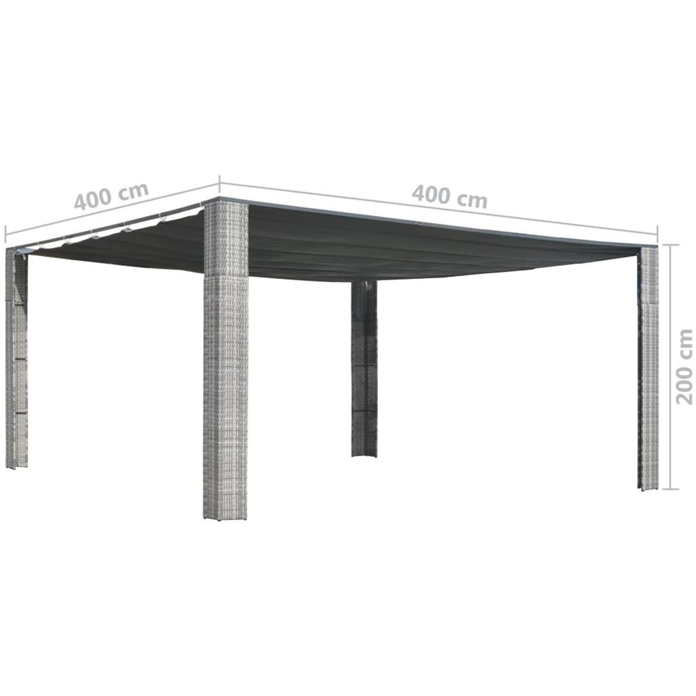 Gazebo Con Tetto Mobile In Polyrattan 400x400x200cm Grigio - Foto 4