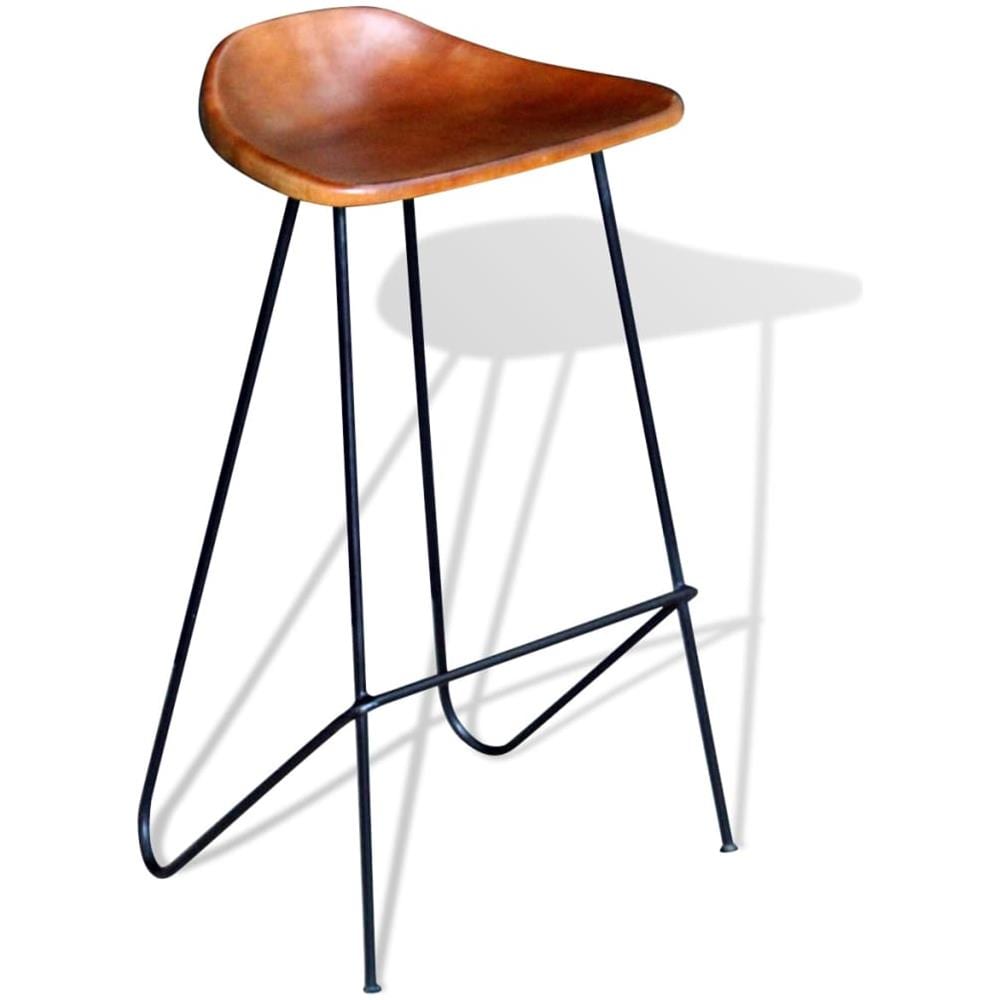 Sgabelli Da Bar 4 Pz In Vera Pelle Marrone - Foto 2