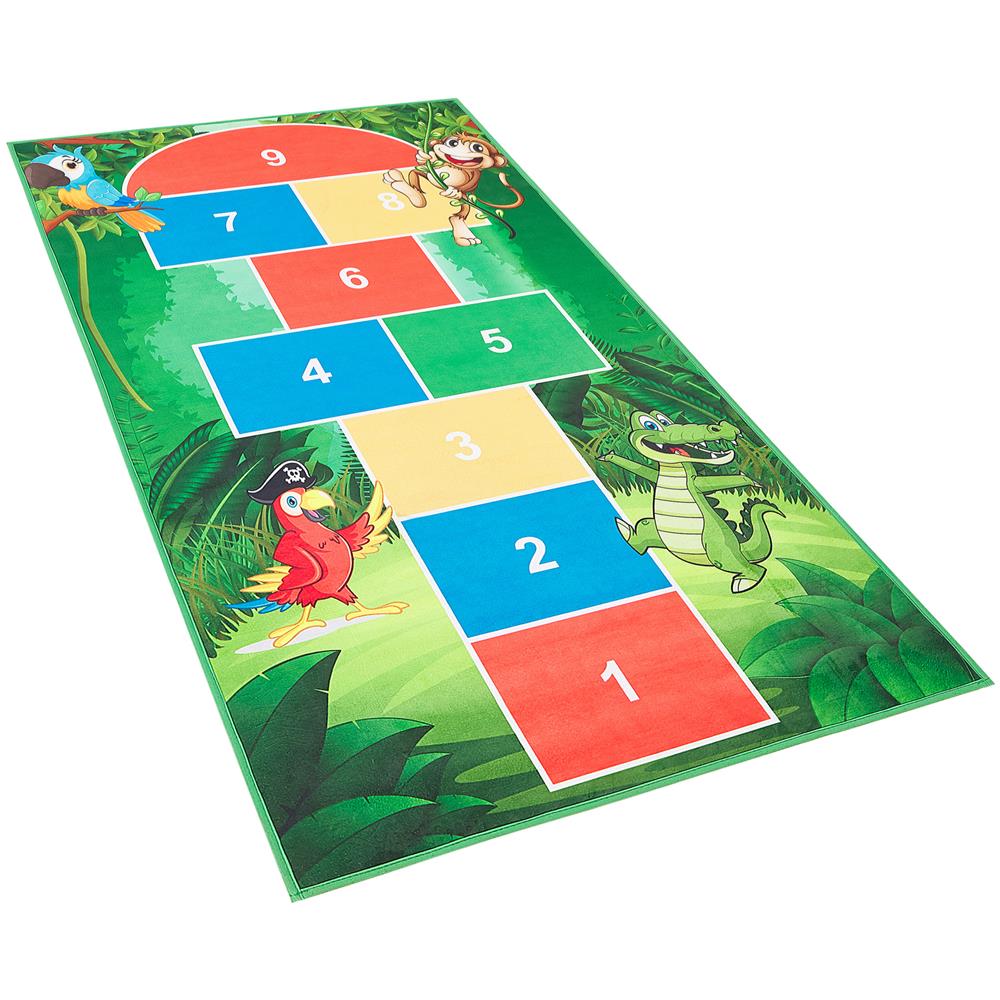 Tappeto Per Bambini Verde Con Animali Con Gioco Per Saltare 80 X 150 Cm Babadag - Foto 1