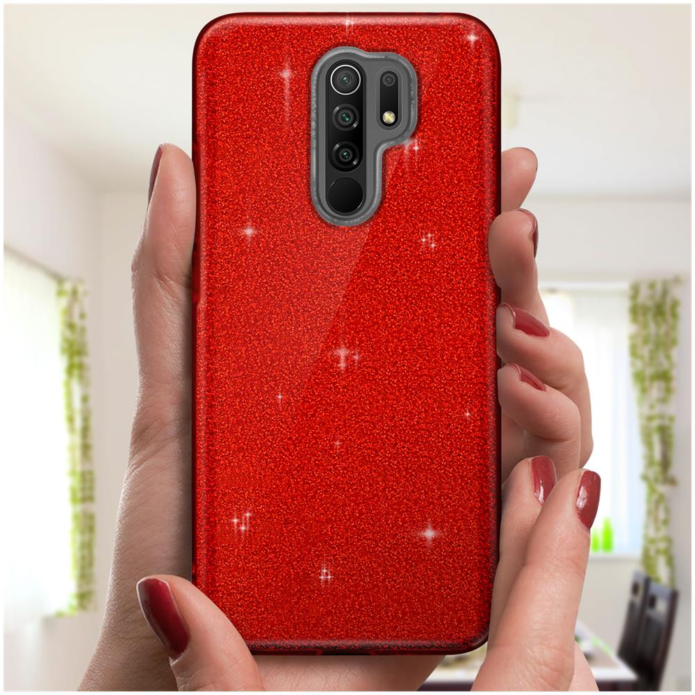 Cover Xiaomi Redmi 9 Semi-rigida Con Paillette Amovibili Rosso - Foto 2
