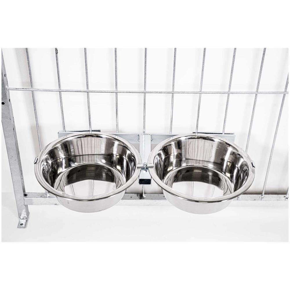 Porta Ciotole Per Box Cani Regolabile In Acciaio Inox Diametro Ciotole 24 Cm - Foto 2