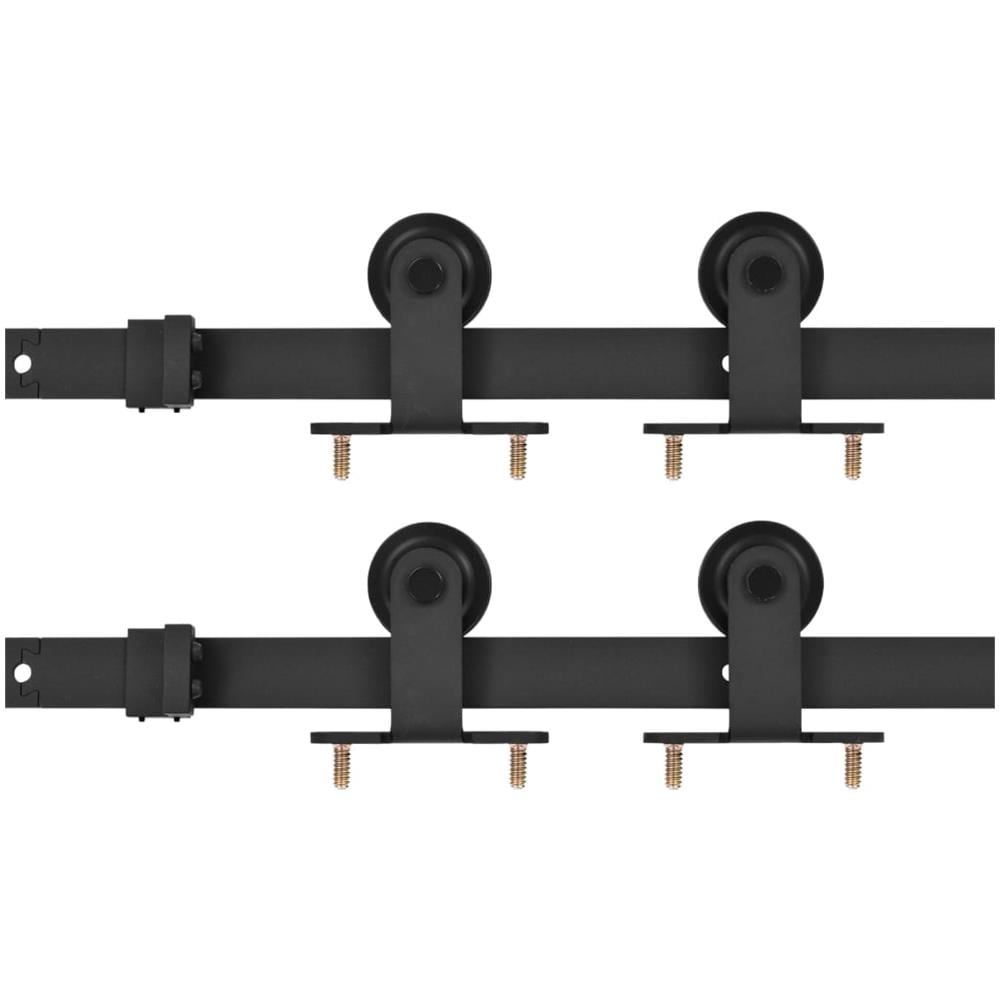 Kit Di Binari Per Porte Scorrevoli 2 Pz 183 Cm In Acciaio Nero - Foto 2