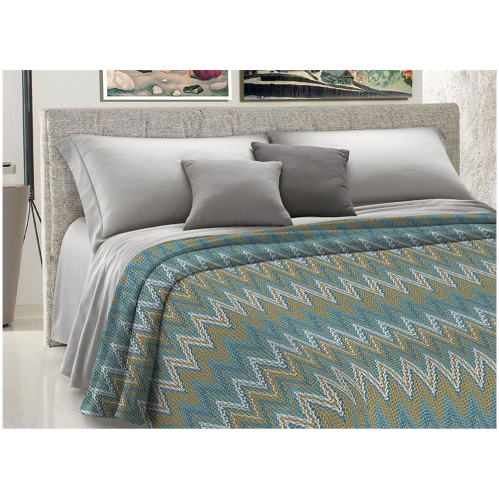 Copriletto Piquet Primavera Estate 100% Cotone Disegno Spinato Rigato Singolo Verde - Foto 5