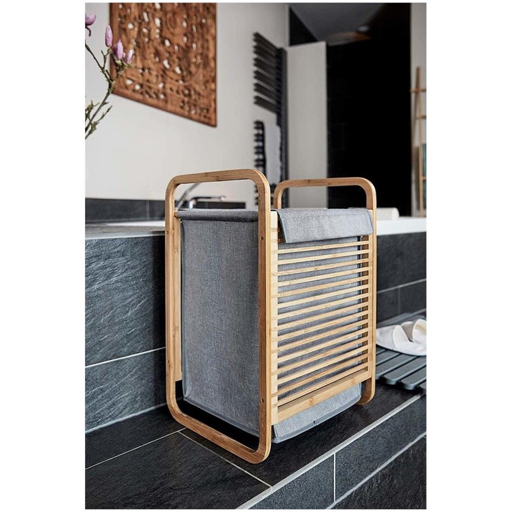 Contenitore Per Il Lavaggio Con Portapacchi E Manici In Bambù, 40 X 60 X 35 Cm - Foto 2