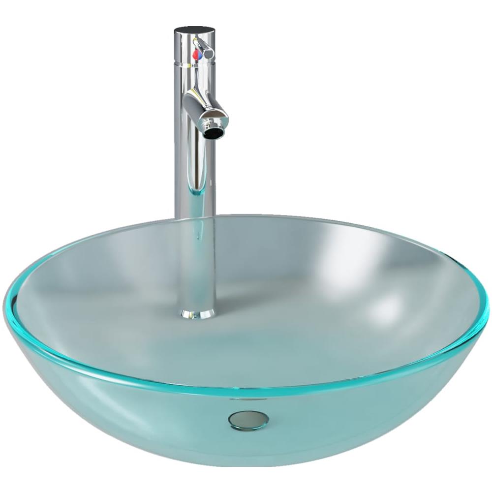 Lavandino Con Rubinetto E Piletta In Vetro Temperato Satinato - Foto 2