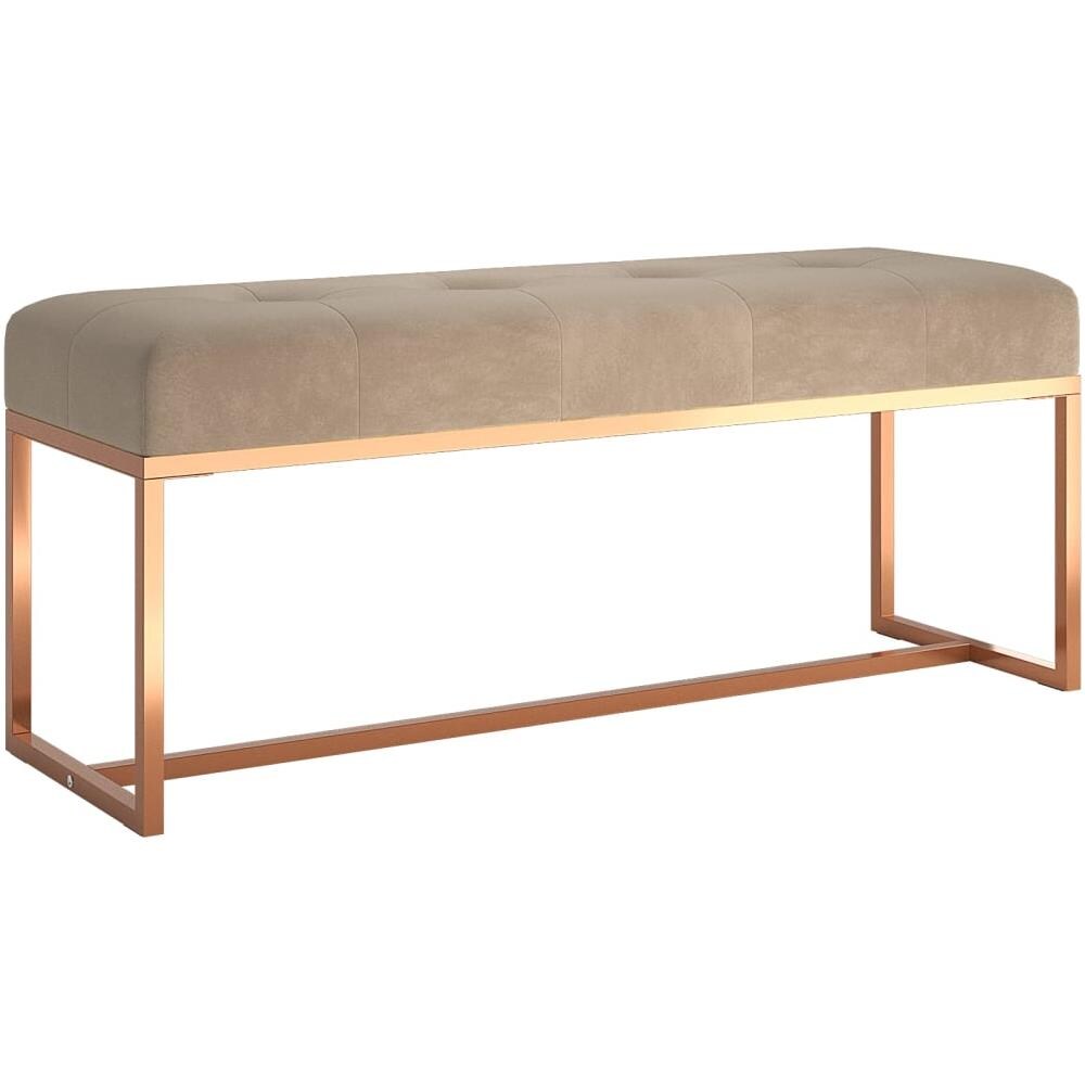 Panca Beige 110x36x45 cm in Velluto - Foto 2