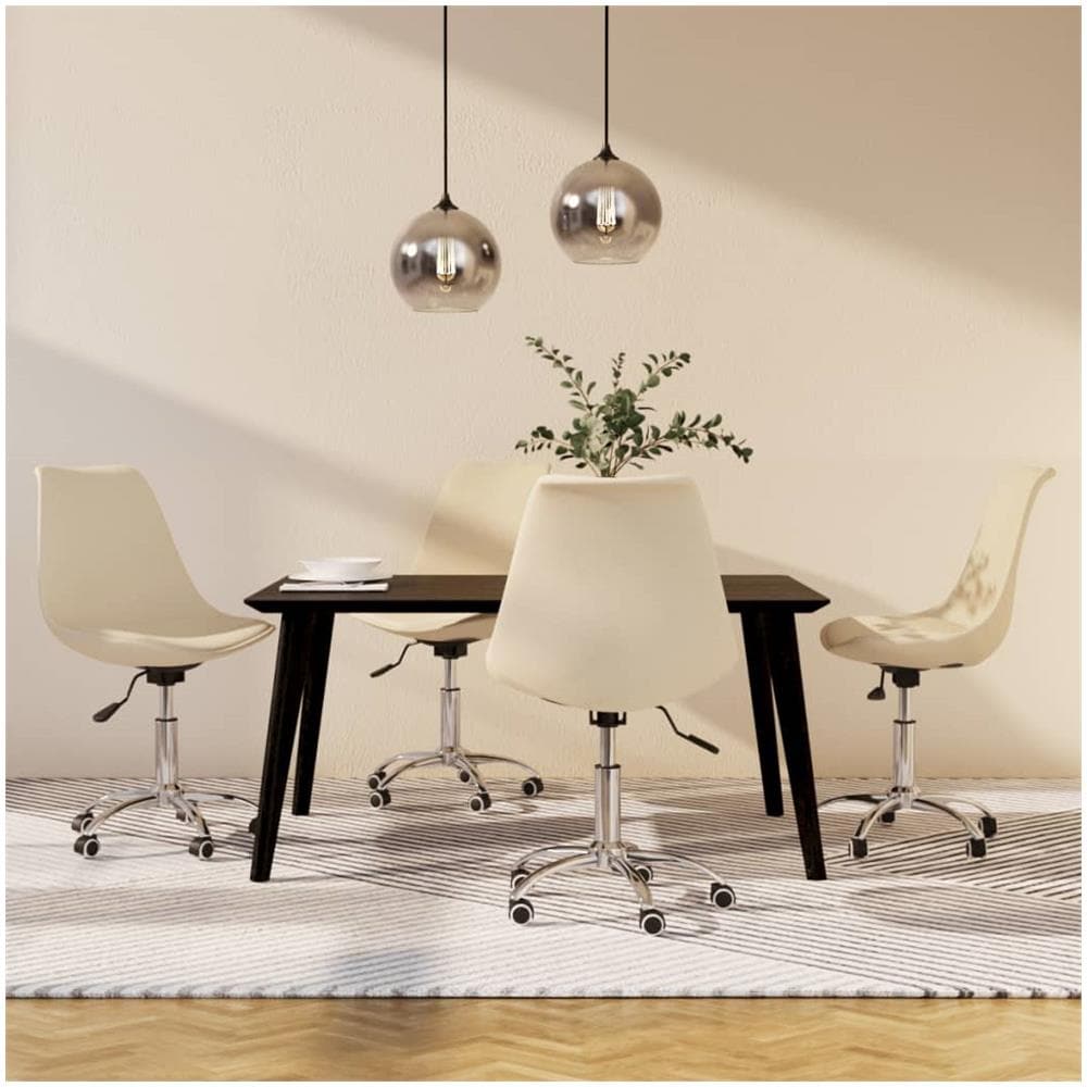 Sedie Da Pranzo Girevoli 4 Pz Crema In Tessuto - Foto 1