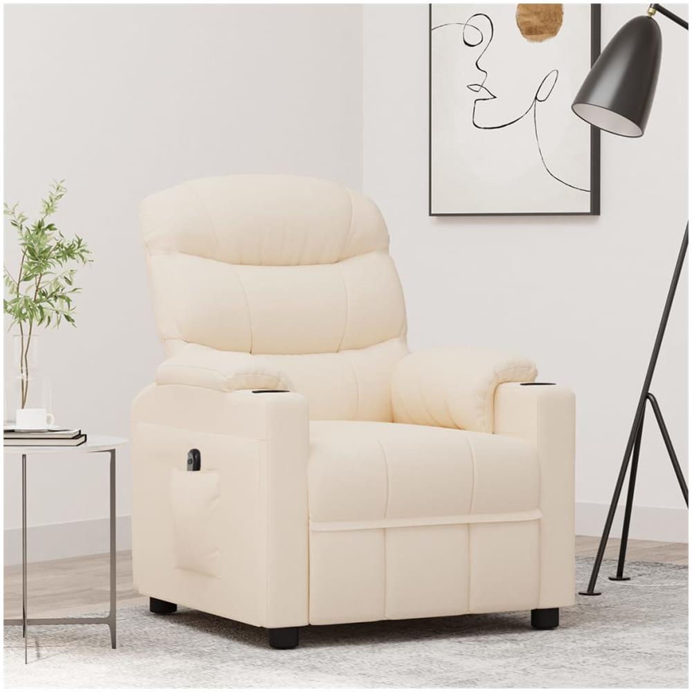 Poltrona Elettrica Reclinabile Crema In Tessuto - Foto 1