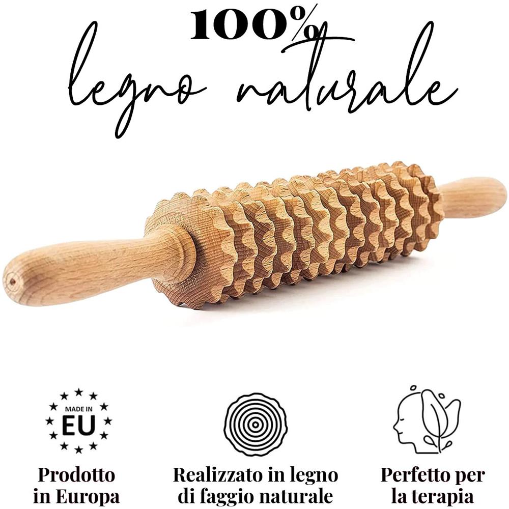 Rullo Massaggiatore Anticellulite In Legno - Massaggiatore Per Il Drenaggio Linfatico - Maderoterapia - Foto 1