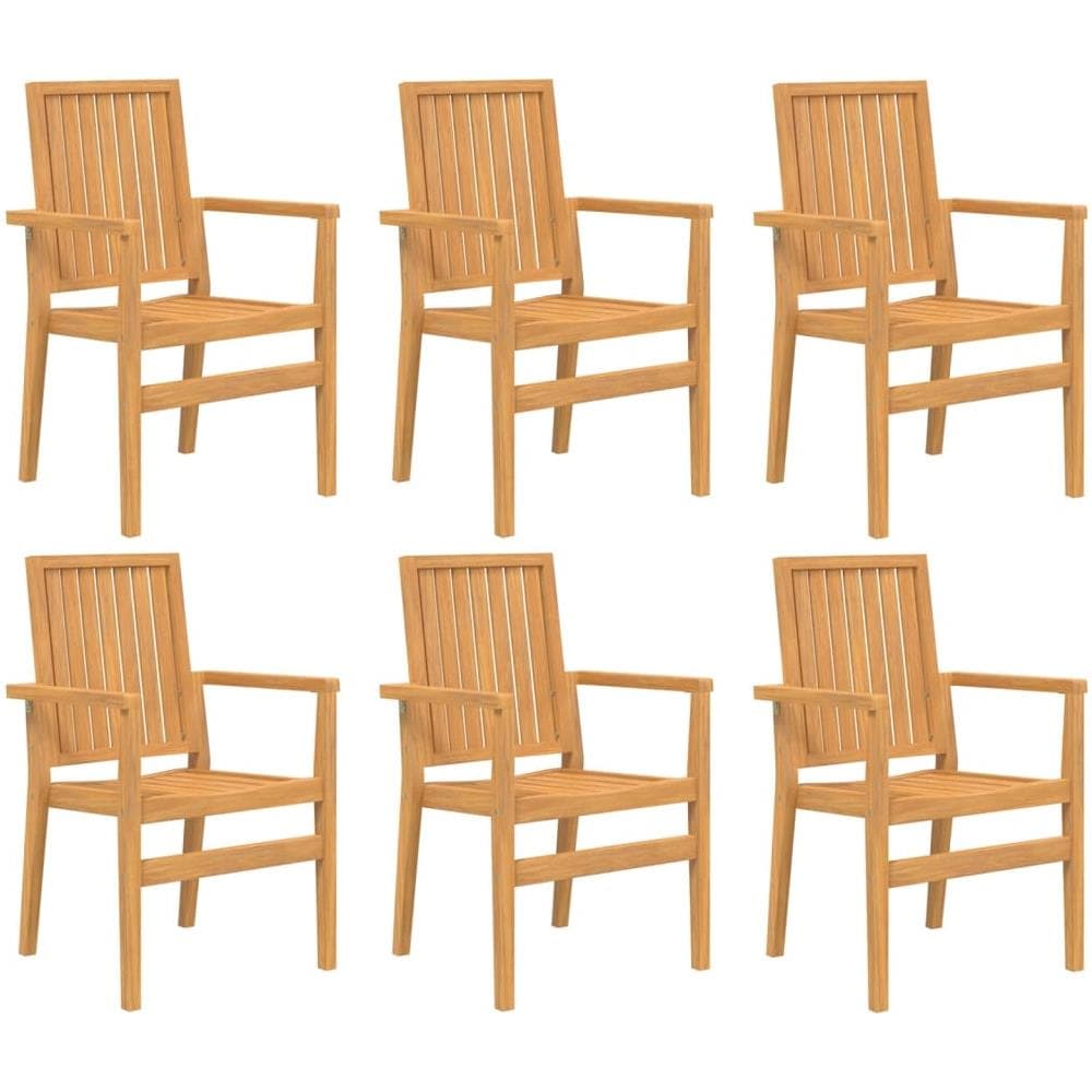 Sedie Da Giardino Impilabili 6 Pz 56,5x57,5x91 Cm Massello Teak - Foto 2