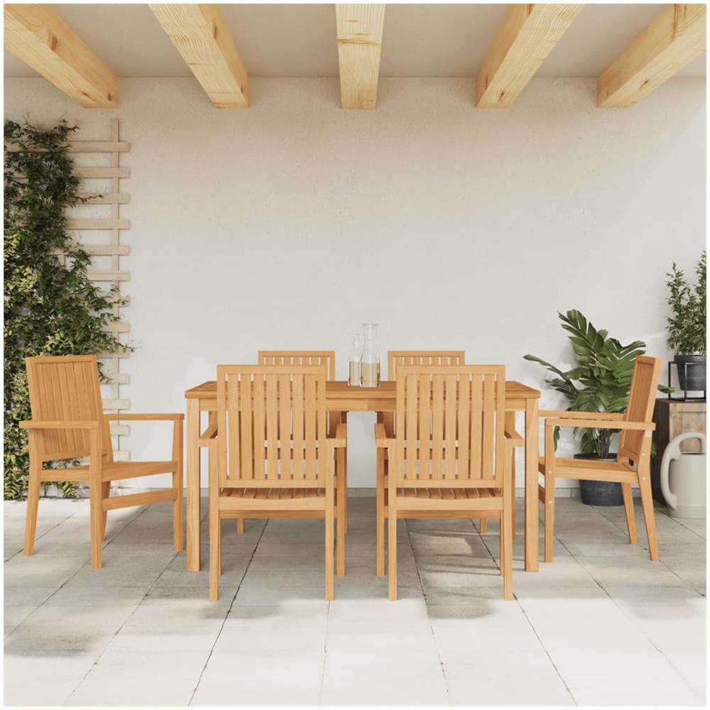 Sedie Da Giardino Impilabili 6 Pz 56,5x57,5x91 Cm Massello Teak - Foto 1