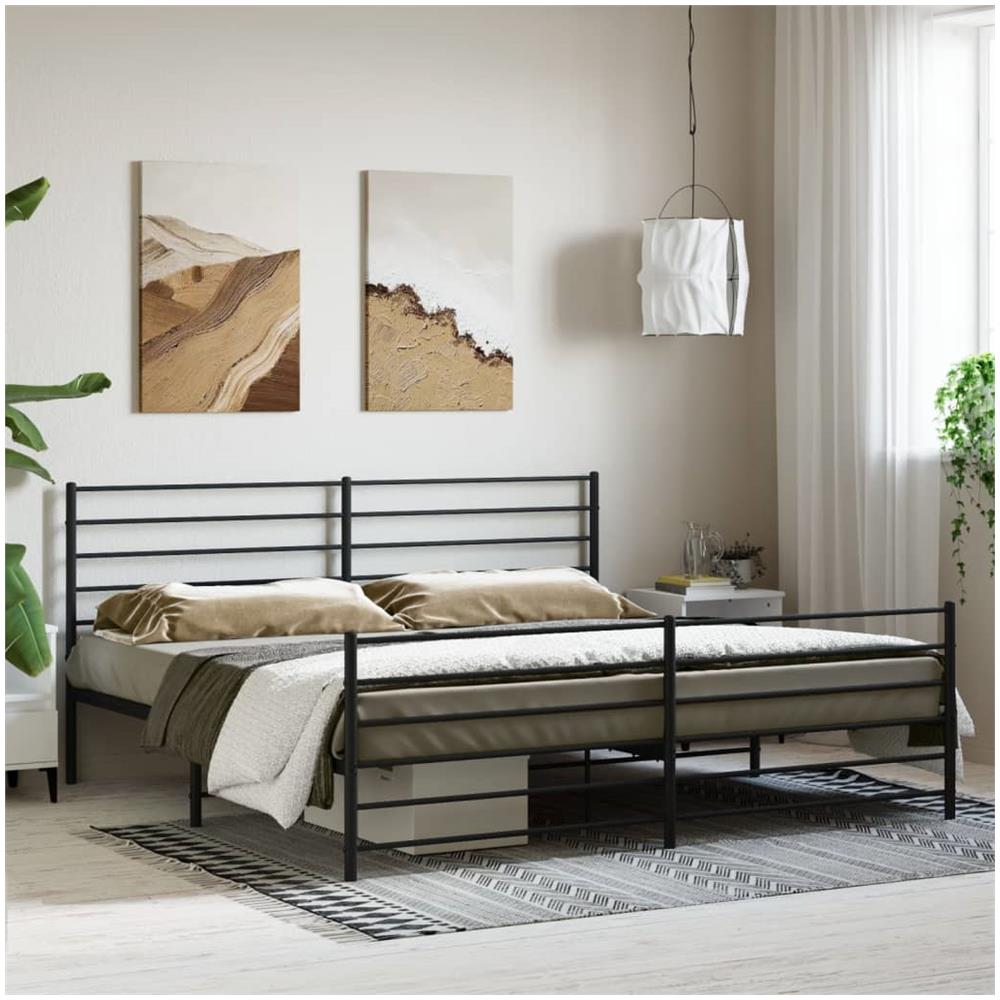 Giroletto Con Testiera E Pediera Metallo Nero 200x200 Cm - Foto 3