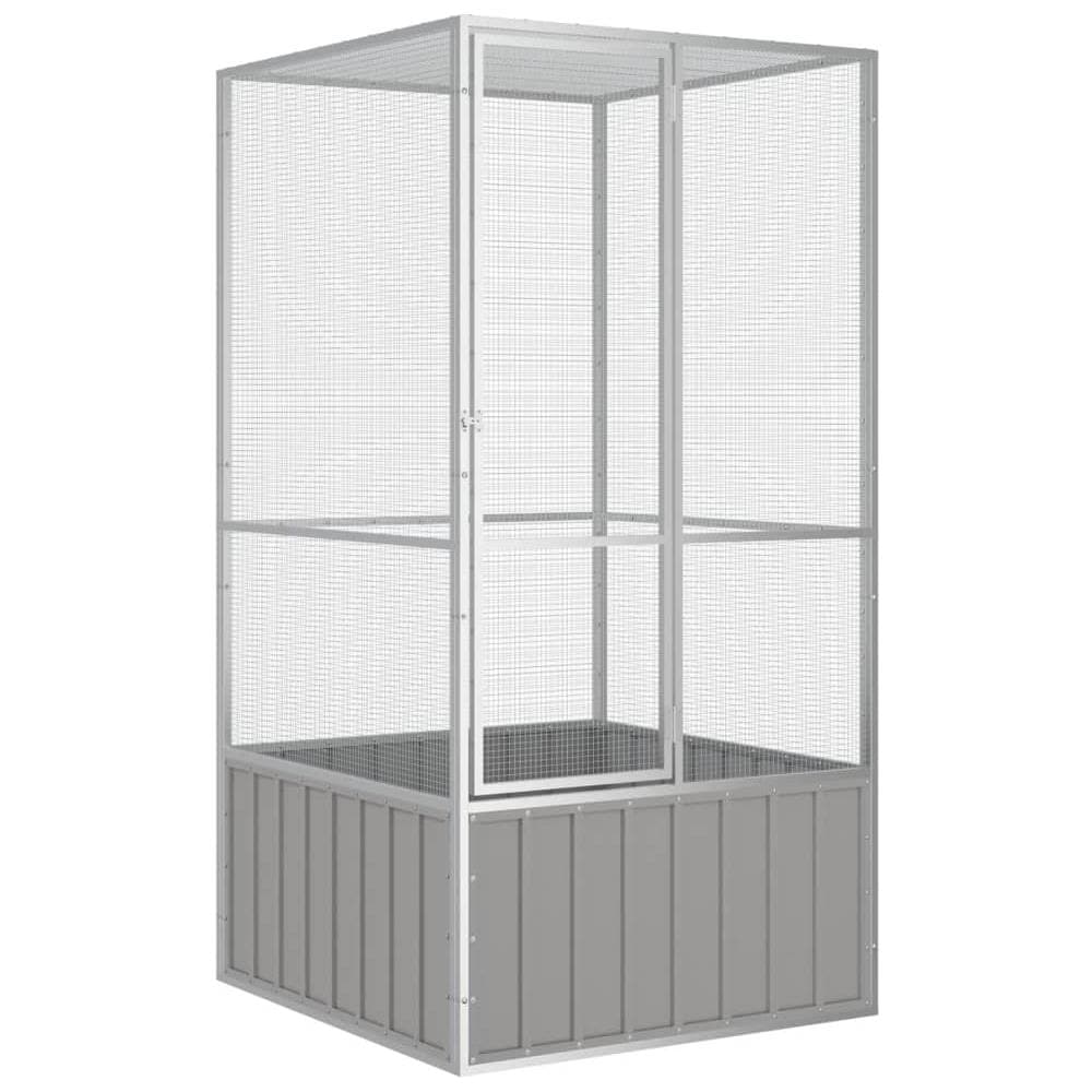 Gabbia per Uccelli Grigia 111x107x211,5 cm Acciaio Zincato - Foto 1