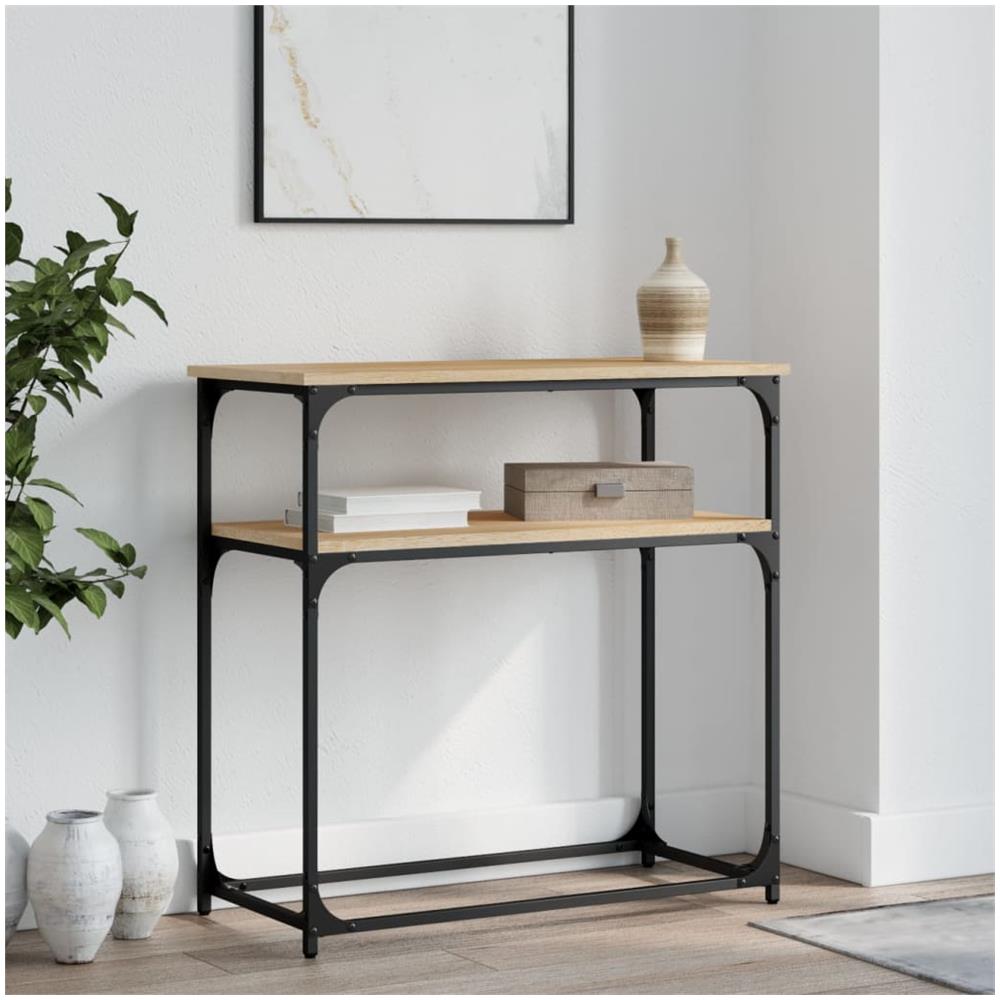 Tavolino Consolle Rovere Sonoma 75x35,5x75cm Legno Multistrato - Foto 1