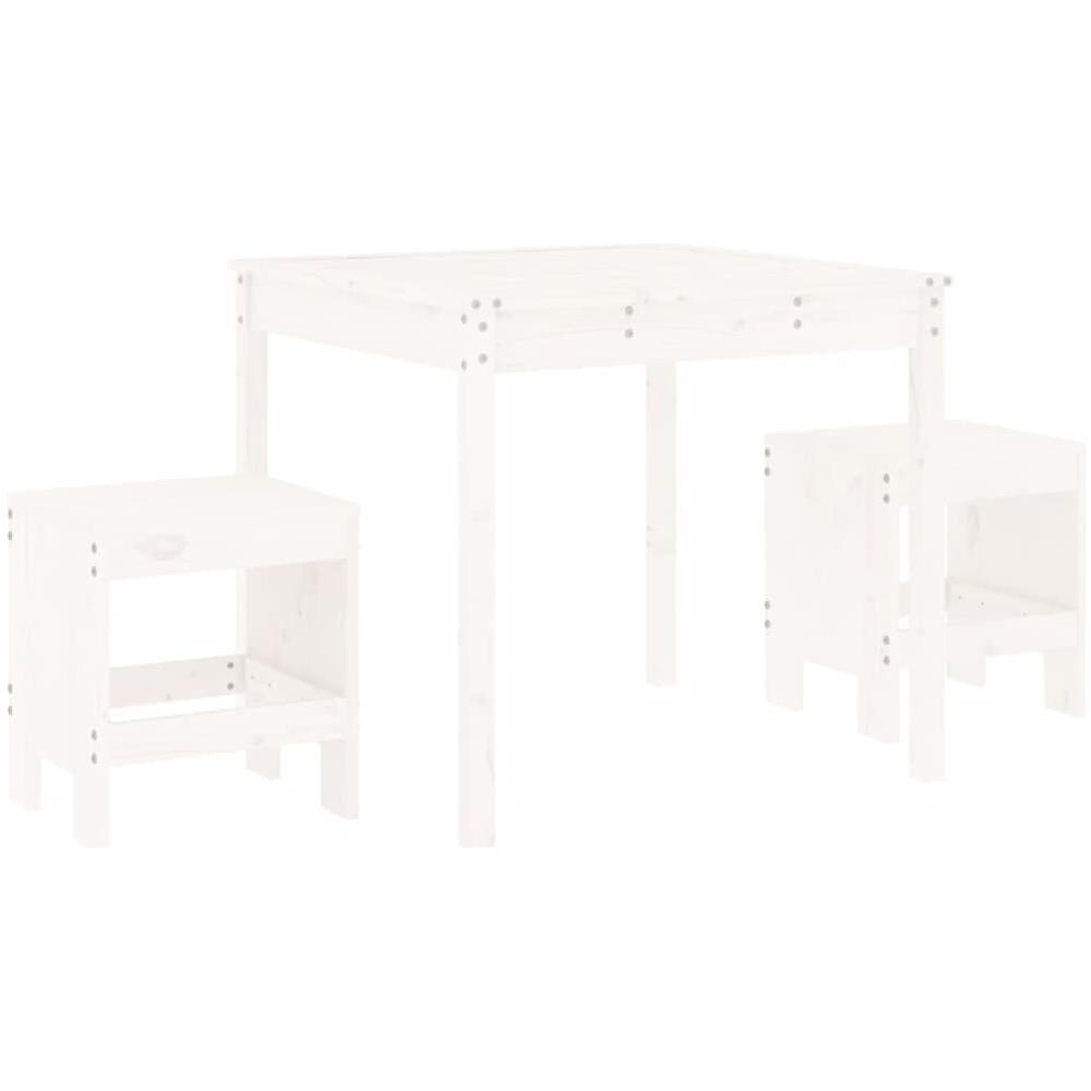 Set Da Bistrot Da Giardino 3pz Bianco In Legno Massello Di Pino - Foto 2