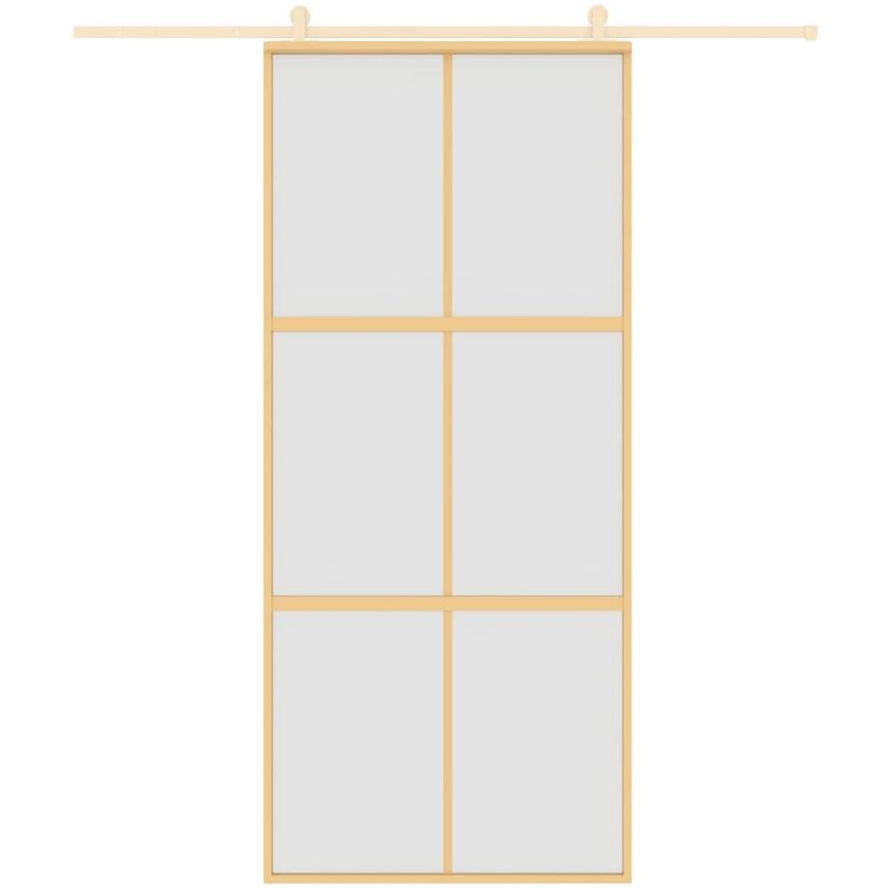 Porta Scorrevole Dorata 90x205 Vetro Smerigliato Esg Alluminio - Foto 3
