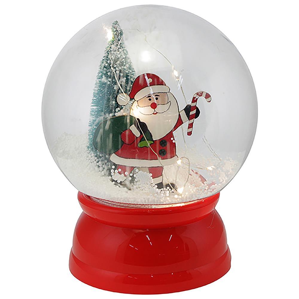 Ampolla Natalizia Palla con Effetto Neve e Babbo Natale 20x25cm Decorazione LED - Foto 1
