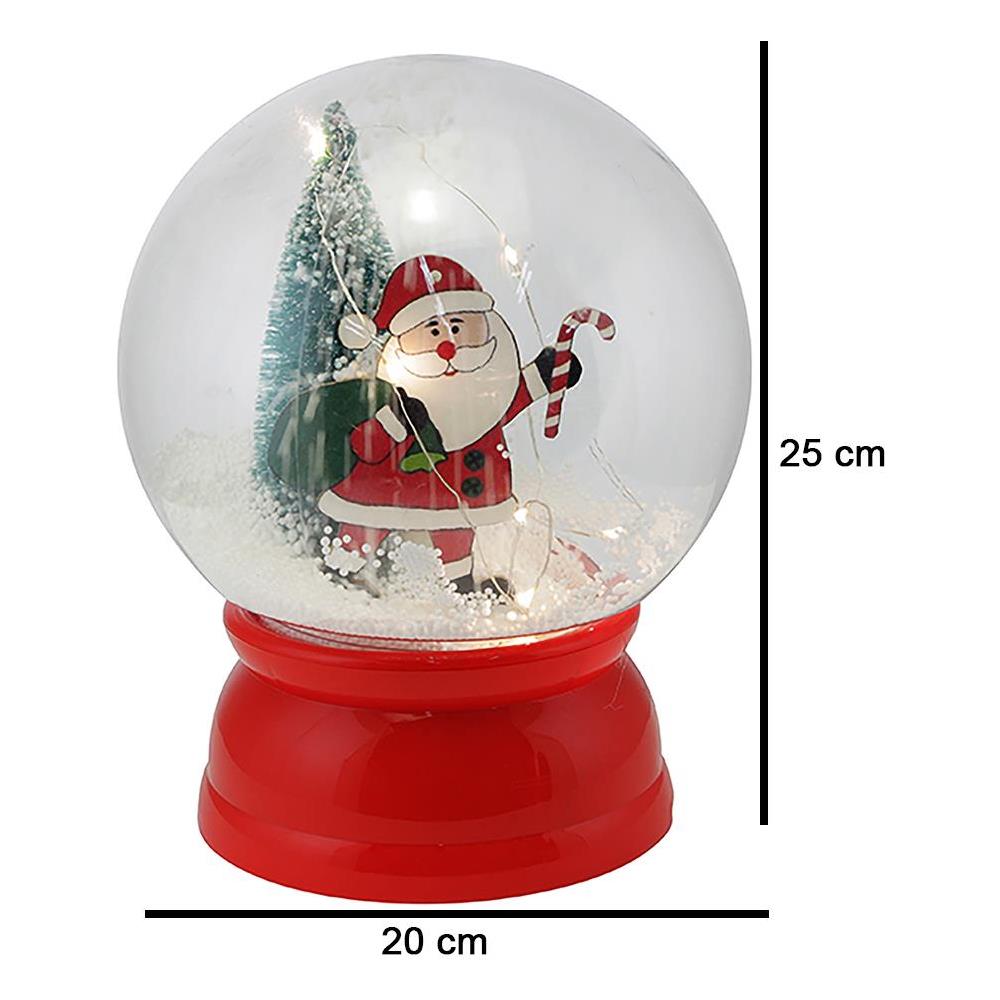 Ampolla Natalizia Palla con Effetto Neve e Babbo Natale 20x25cm Decorazione LED - Foto 3