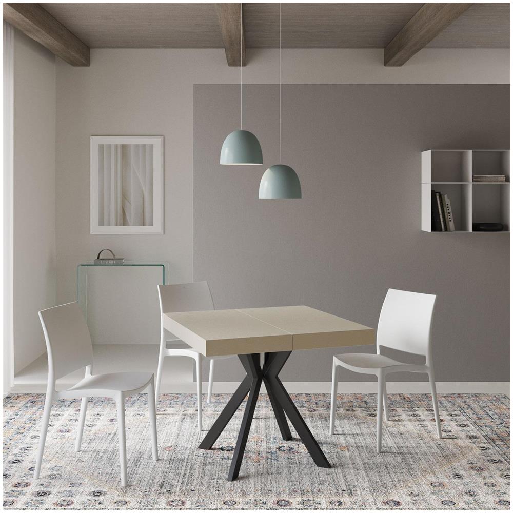 Tavolo allungabile 90x90/194 cm Dolcezza cashmere gambe antracite - Foto 2