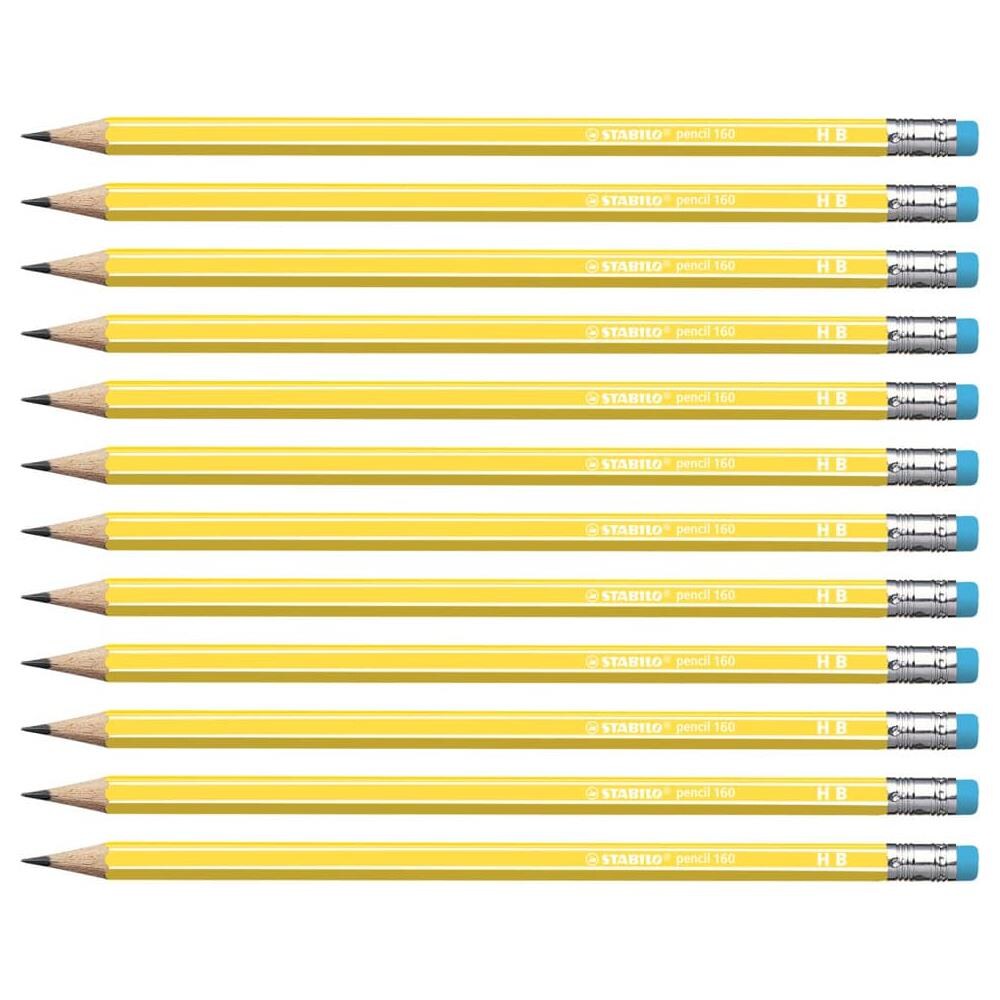 160 - Matita in Grafite - in Giallo - con gommino - Confezione da 12 - Gradazione HB - Foto 1