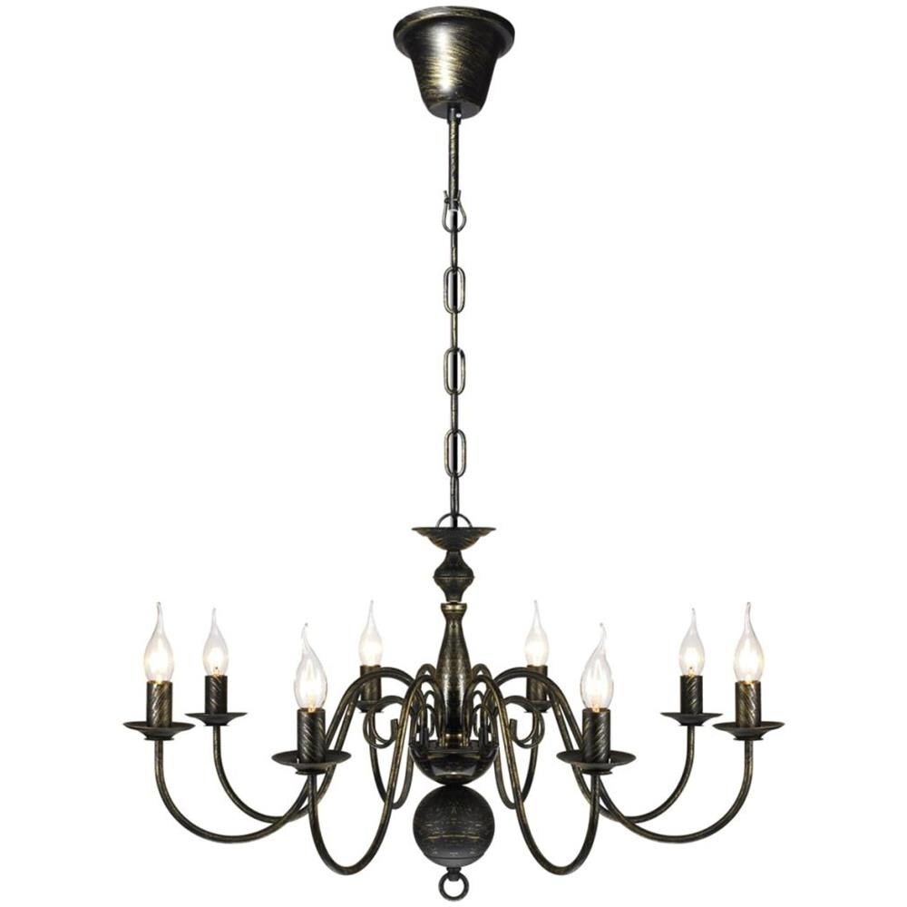 Lampadario Stile Antico Metallo Nero Lampadine 8 X E14 - Foto 2