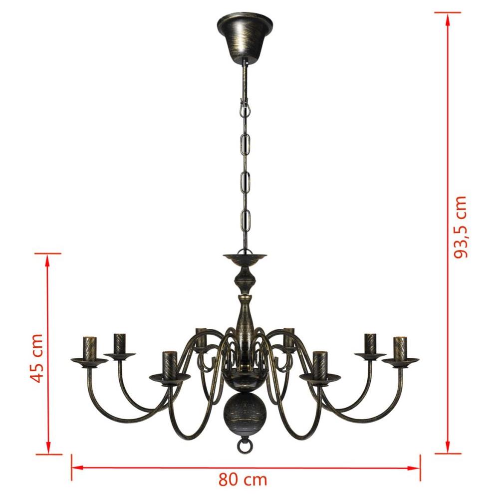 Lampadario Stile Antico Metallo Nero Lampadine 8 X E14 - Foto 16