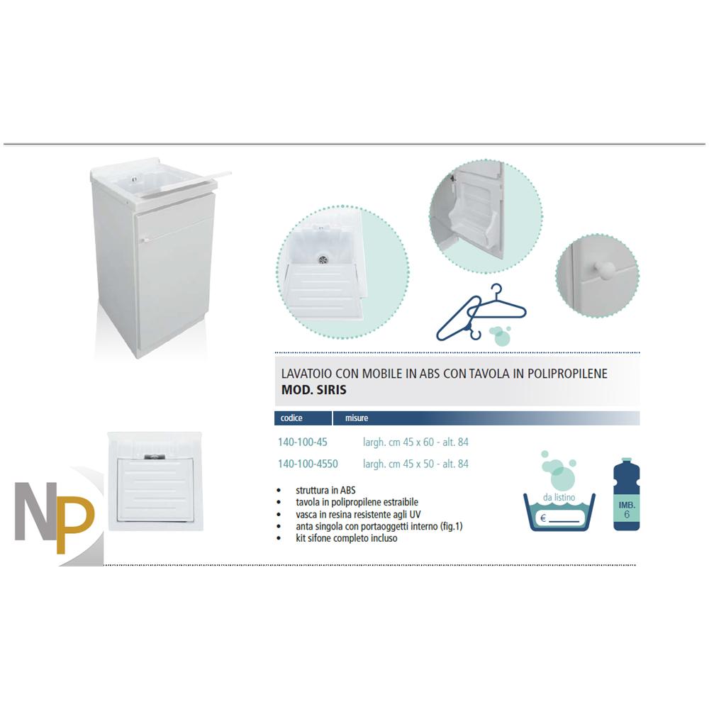 Lavatoio + Mobile Abs E + Tavola Polipropilene L Cm 45 X P Cm 60 - Foto 2