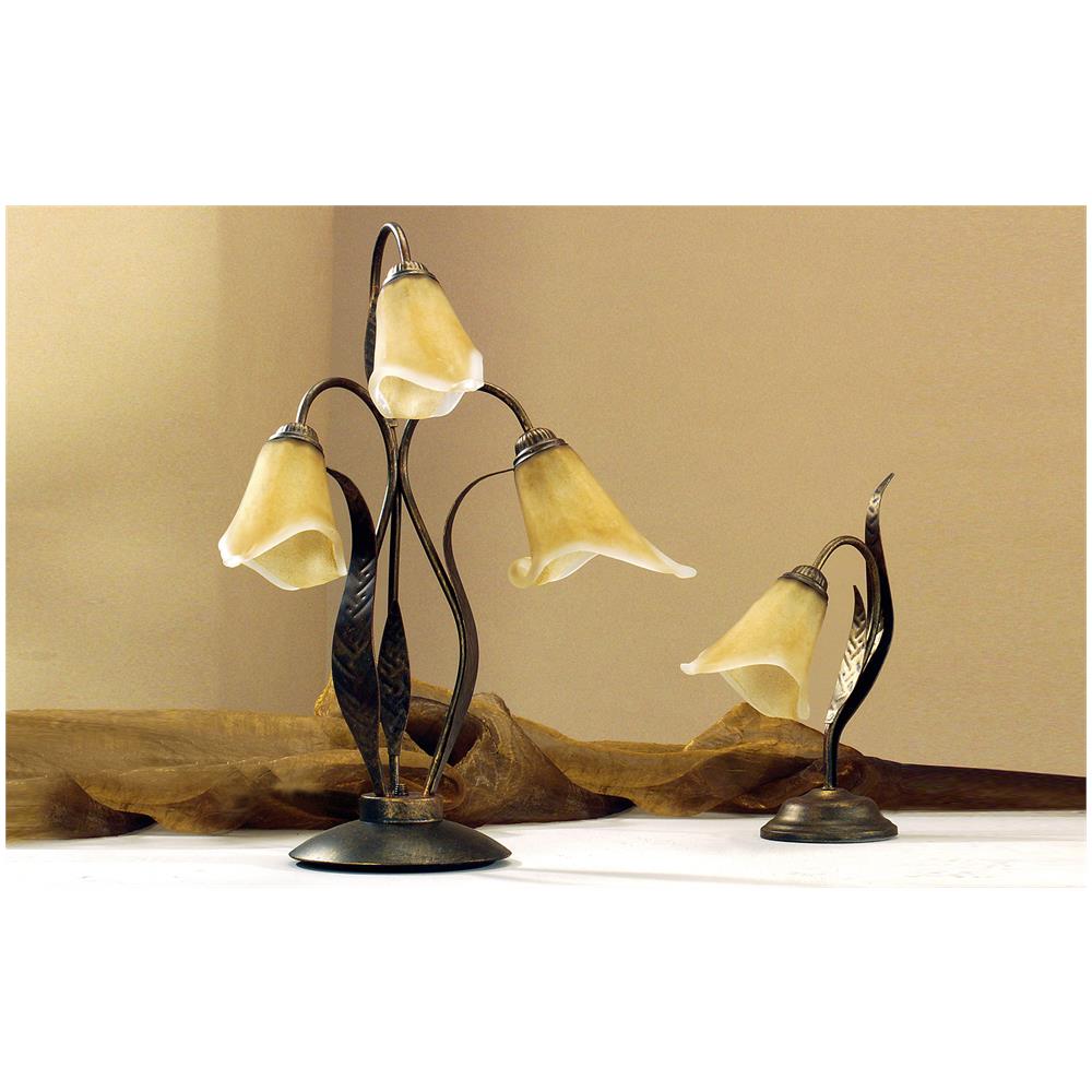 Lampada Da Tavolo 3 Luci In Metallo Marrone Spennellato Oro In Stile Classico - Foto 2