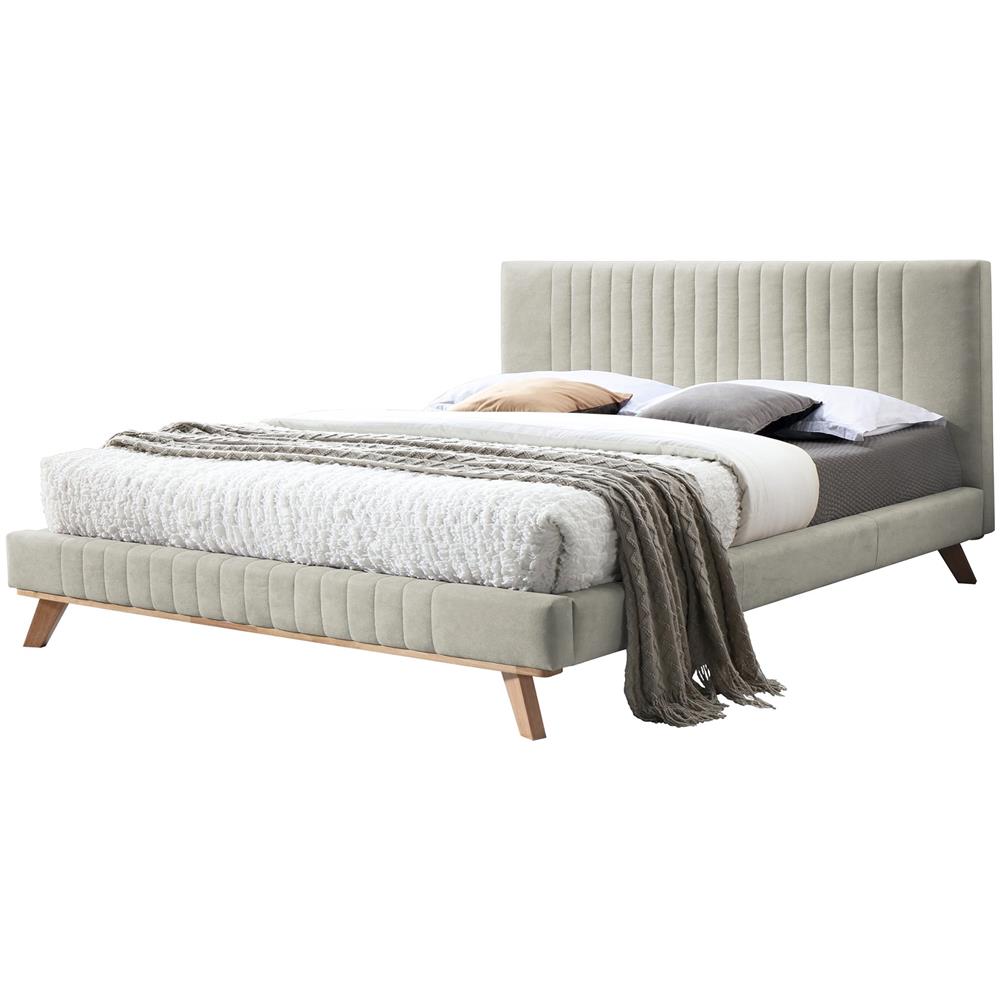 Letto Matrimoniale In Ciniglia Beige 180x200 Cm Talence - Foto 1