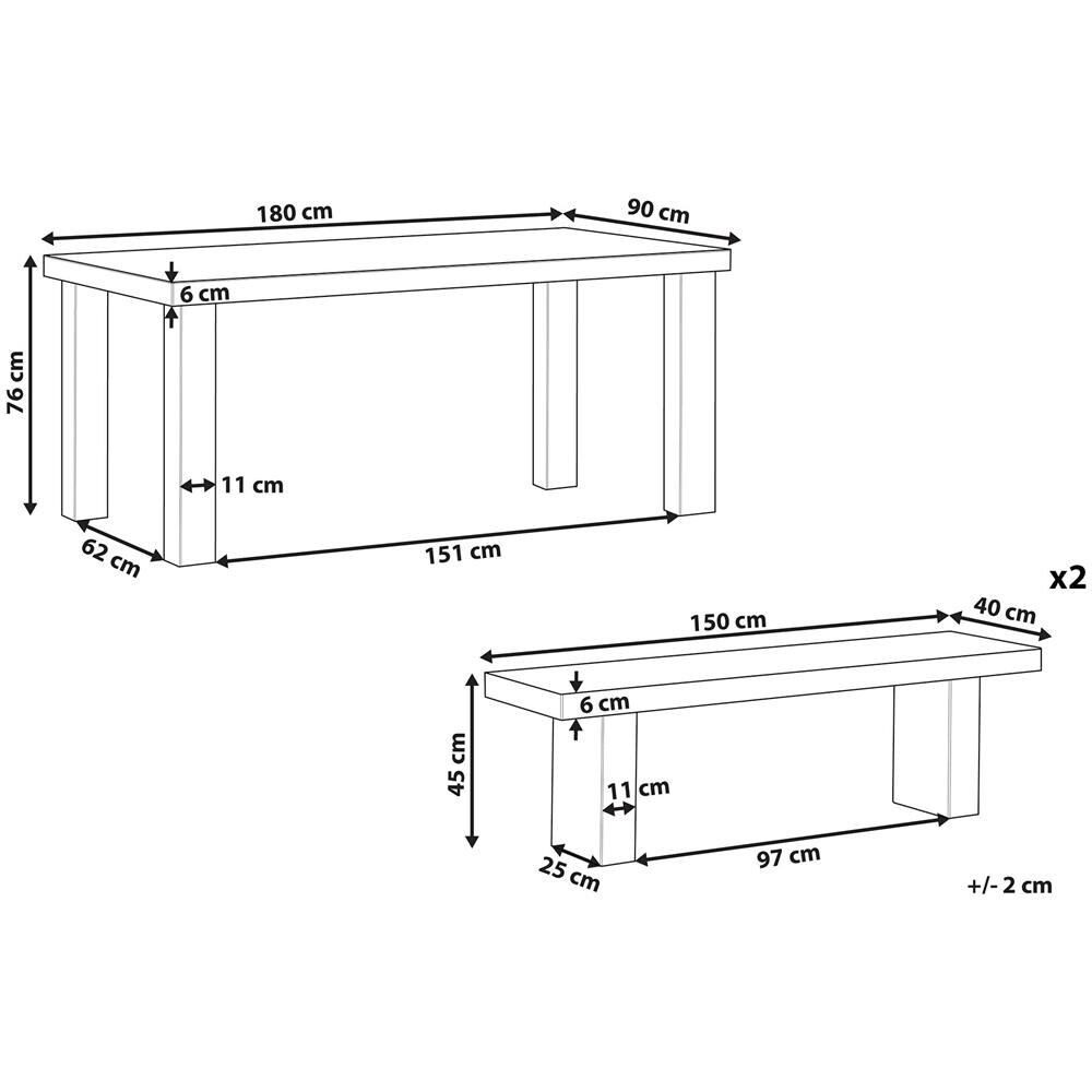 Set Mobili Da Giardino Tavolo Grigio Cemento Con 2 Panche Taranto - Foto 2