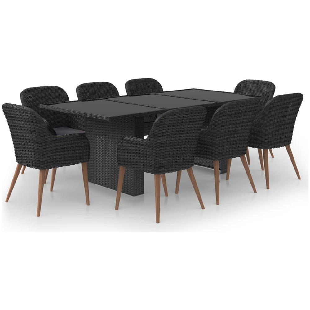 Set Da Pranzo Da Giardino 9 Pz In Polyrattan Nero - Foto 1