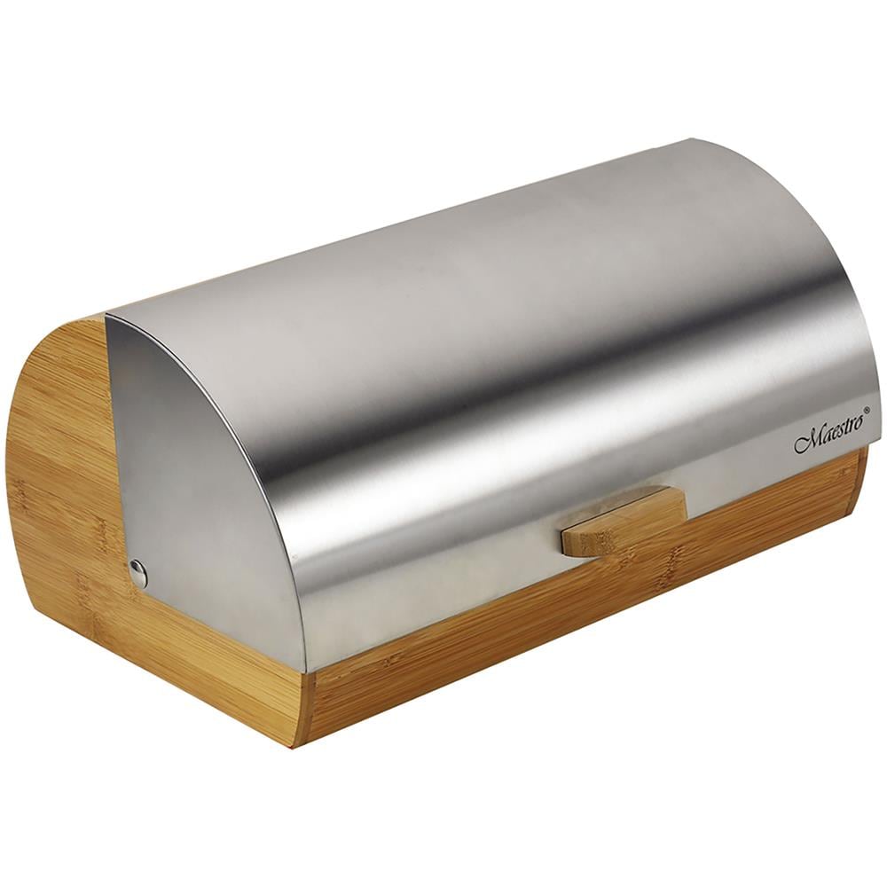 Mr-1673s Portapane, Coperchio Scorrevole, Design Elegante, Acciaio Inossidabile, Legno Argento - Foto 1
