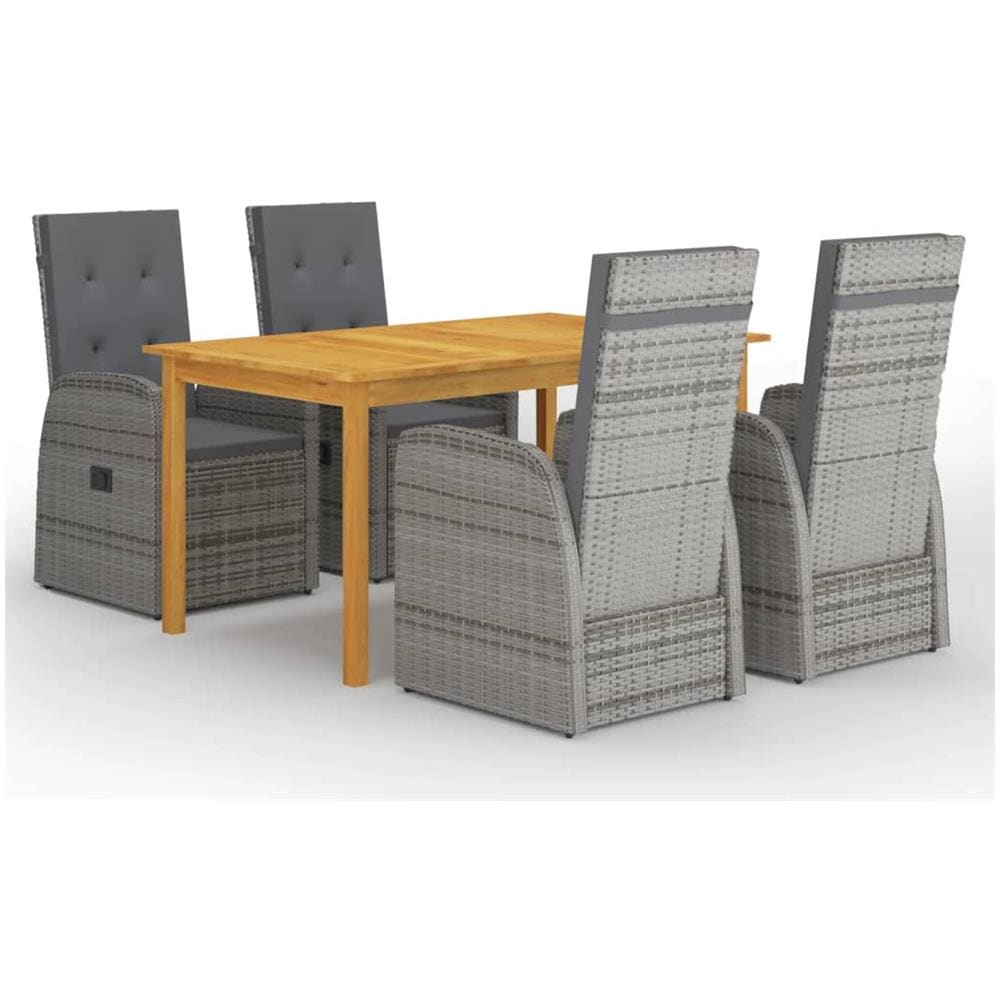 Set Mobili Da Pranzo Per Giardino 5 Pz Grigio - Foto 1