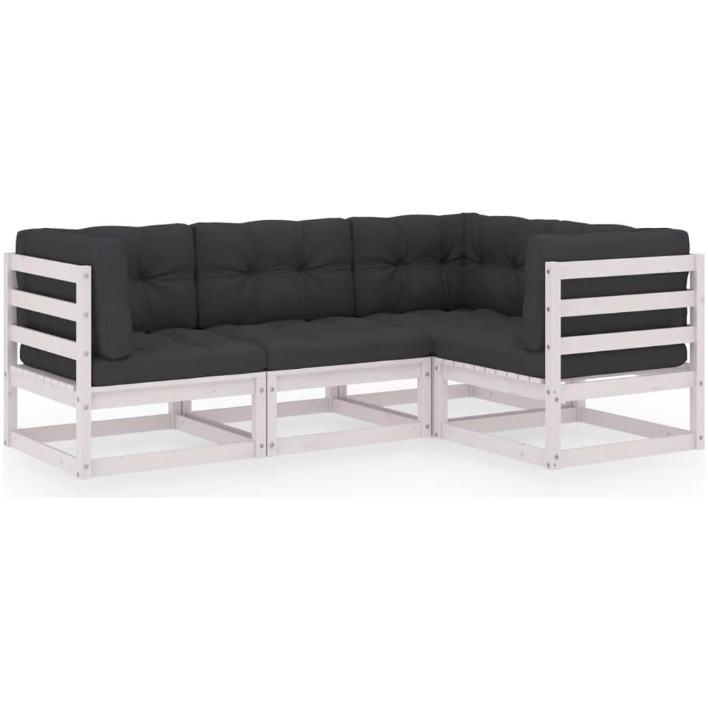 Set Divani Da Giardino 4 Pz Con Cuscini Legno Massello Di Pino - Foto 1