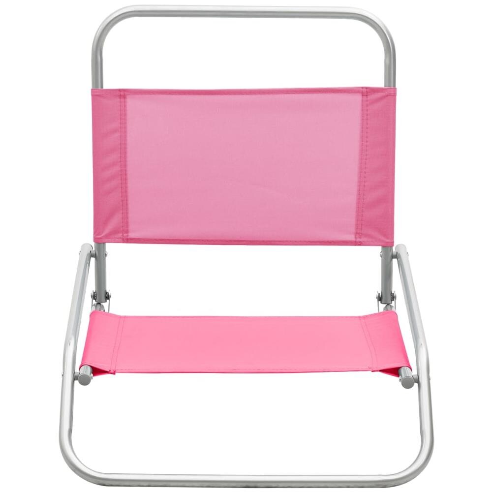 Sedie da Spiaggia Pieghevoli 2 pz Rosa in Tessuto - Foto 2