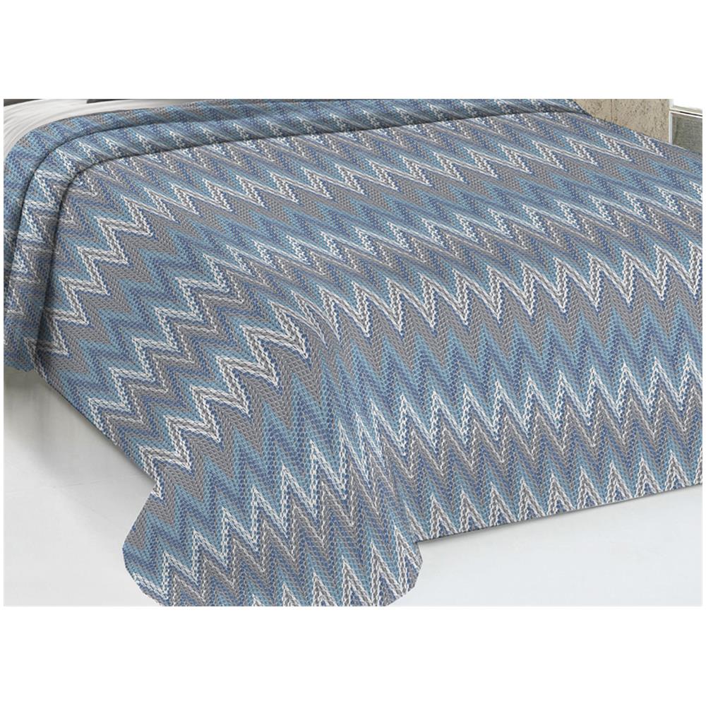 Copriletto Piquet Primavera Estate 100% Cotone Disegno Spinato Rigato Singolo Azzurro - Foto 2