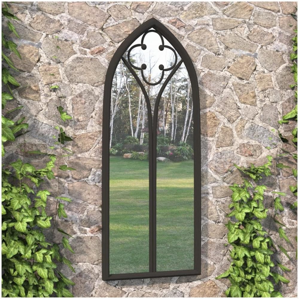 Specchio Da Giardino Nero 100x45 Cm In Ferro Per Uso Esterno - Foto 1