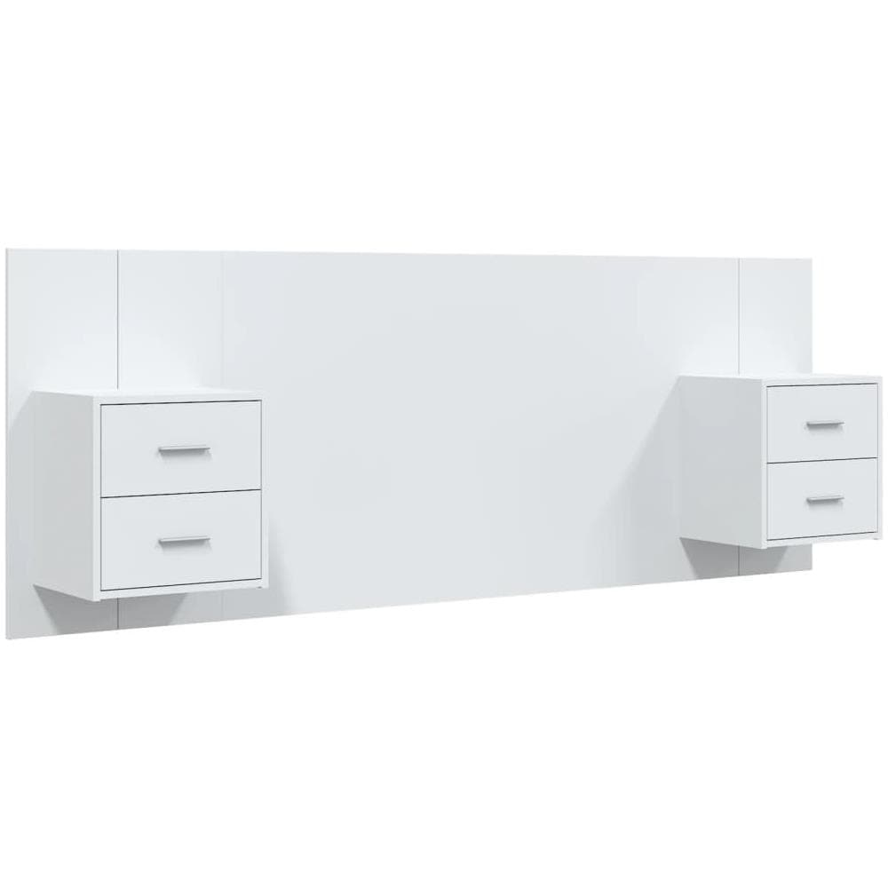 Testiera Per Letto Con Comodini In Legno Multistrato Bianco - Foto 2