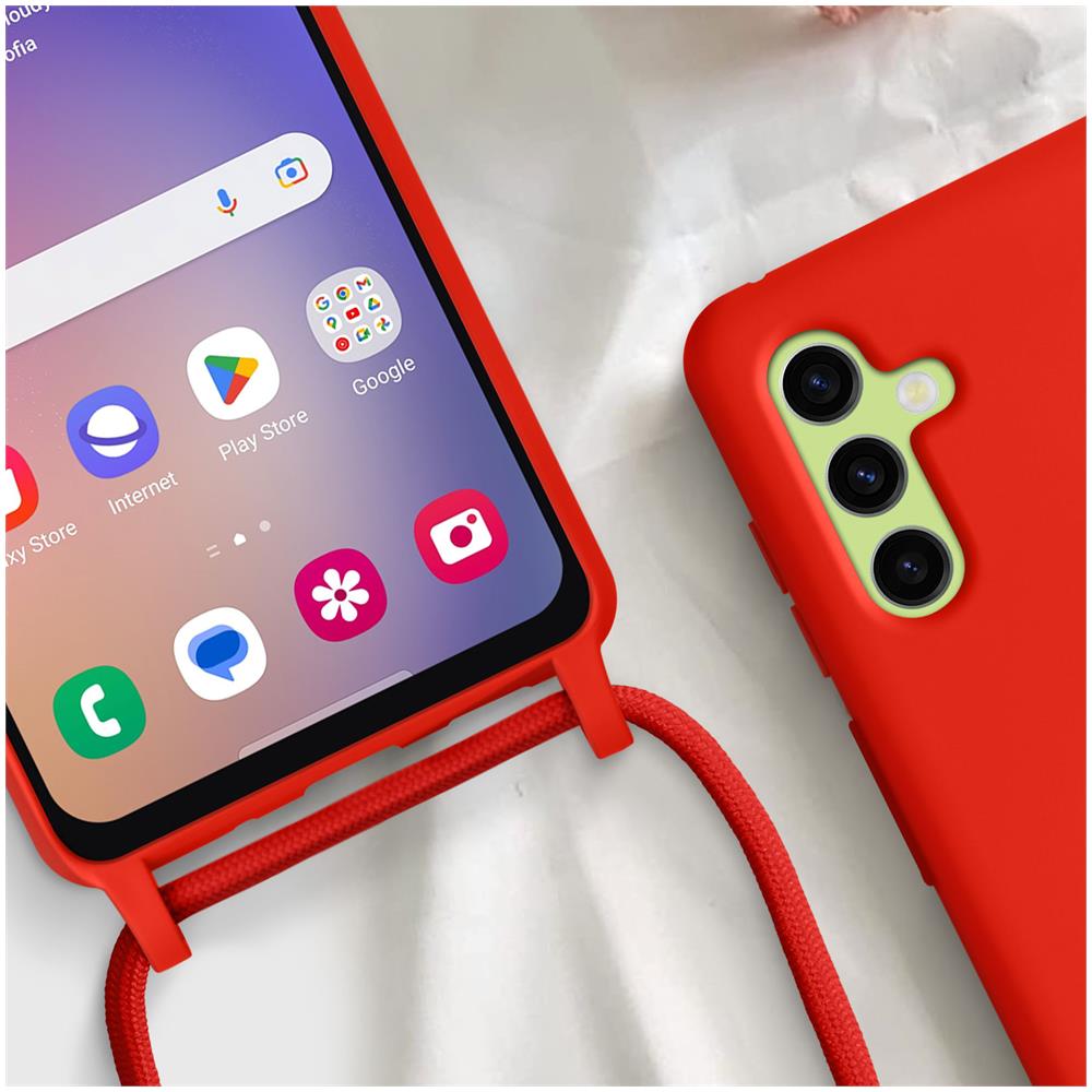 Cover Cordino Per Samsung Galaxy A54 5g Collana / Tracolla 80 Cm Rossa - Foto 2