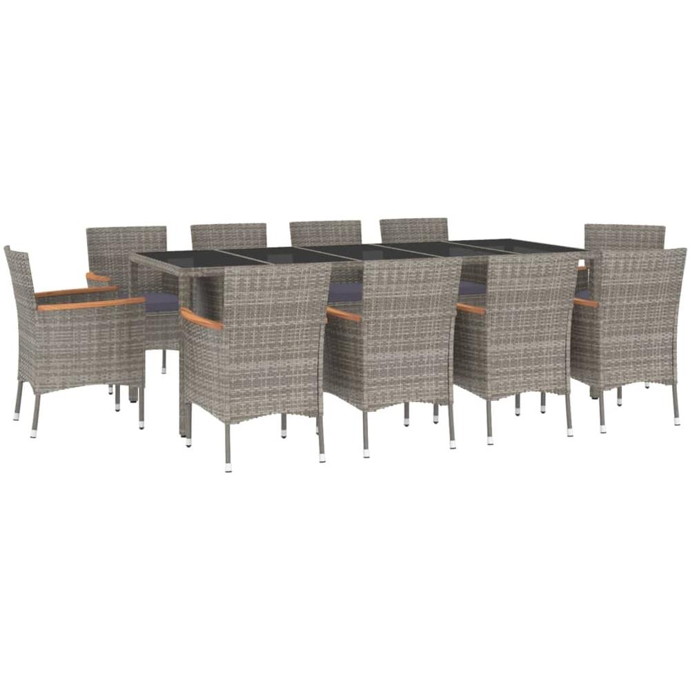 Set Da Pranzo Da Giardino 11pz Con Cuscini In Polyrattan Grigio - Foto 2