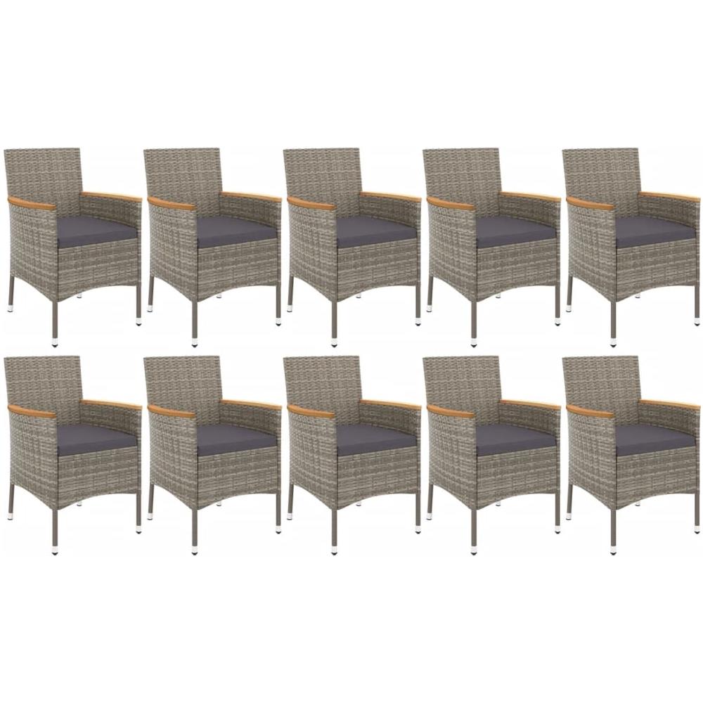 Set Da Pranzo Da Giardino 11pz Con Cuscini In Polyrattan Grigio - Foto 3