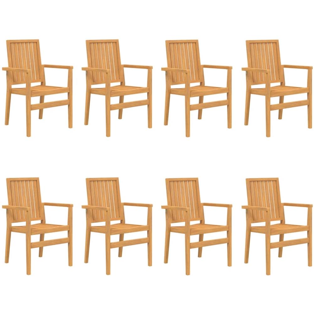 Sedie Da Giardino Impilabili 8 Pz 56,5x57,5x91 Cm Massello Teak - Foto 2