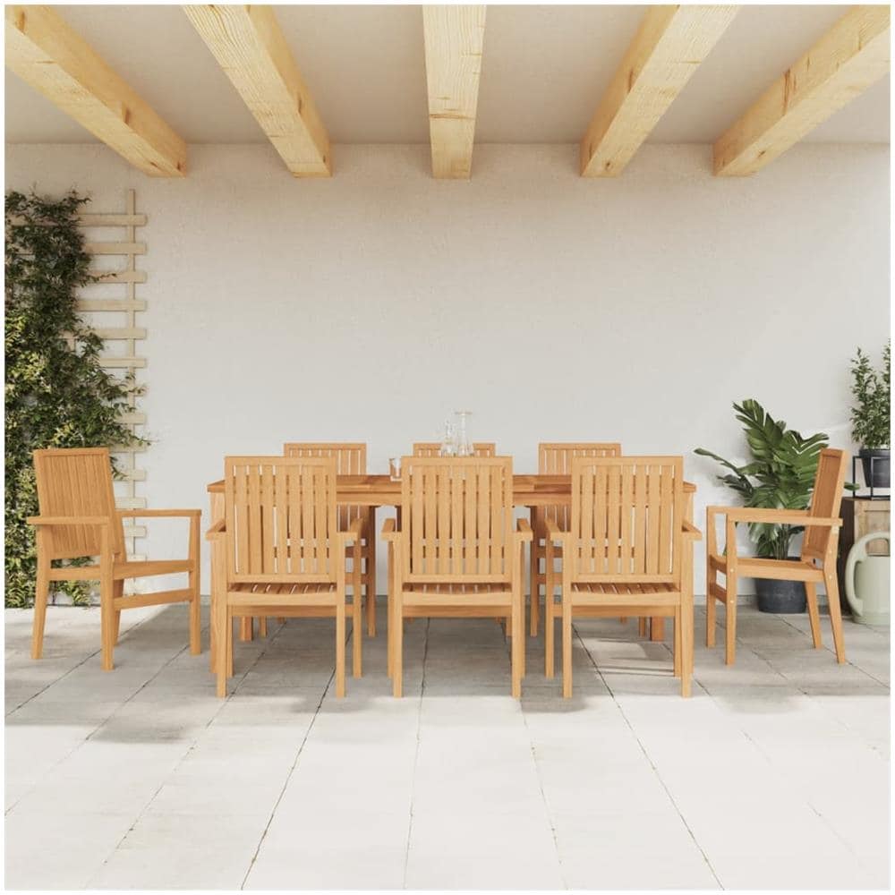 Sedie Da Giardino Impilabili 8 Pz 56,5x57,5x91 Cm Massello Teak - Foto 1