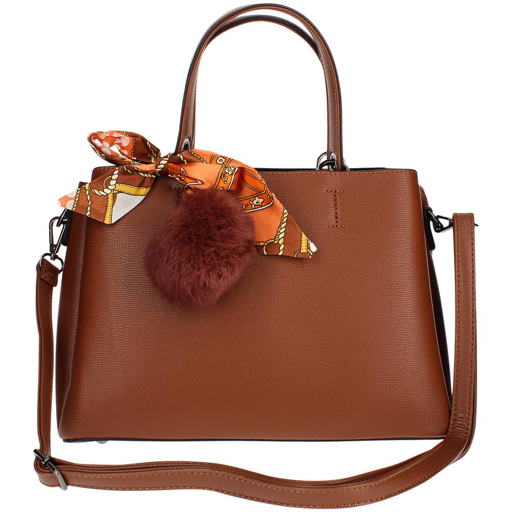 Borsa Con Pompon E Foulard - Paris - Marrone - Foto 2
