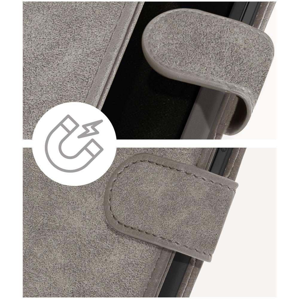 Custodia Per Iphone 15 Pro Max Copertina Portacarte Funzione Supporto Grigia - Foto 2