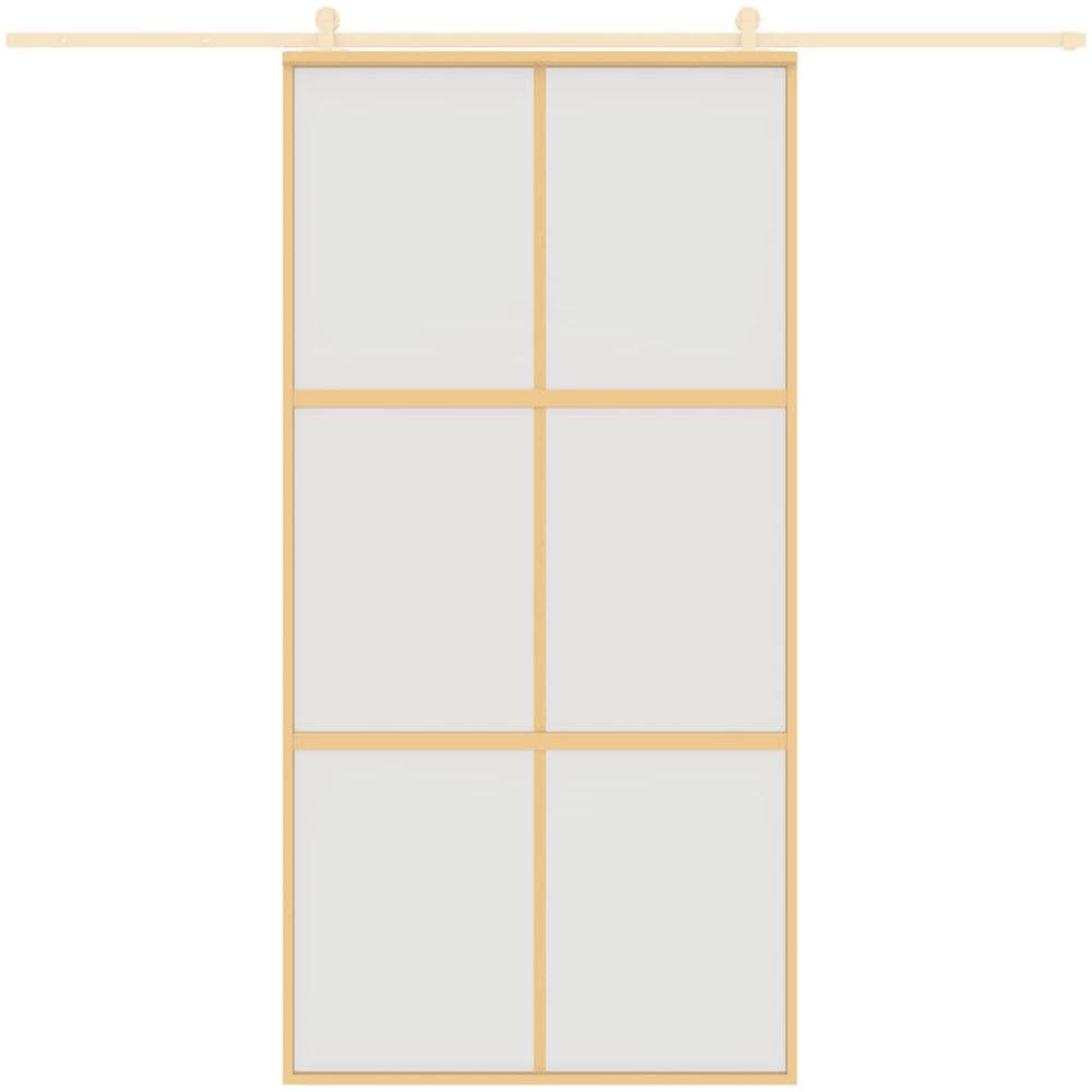 Porta Scorrevole Oro 102,5x205 Vetro Smerigliato Esg Alluminio - Foto 3