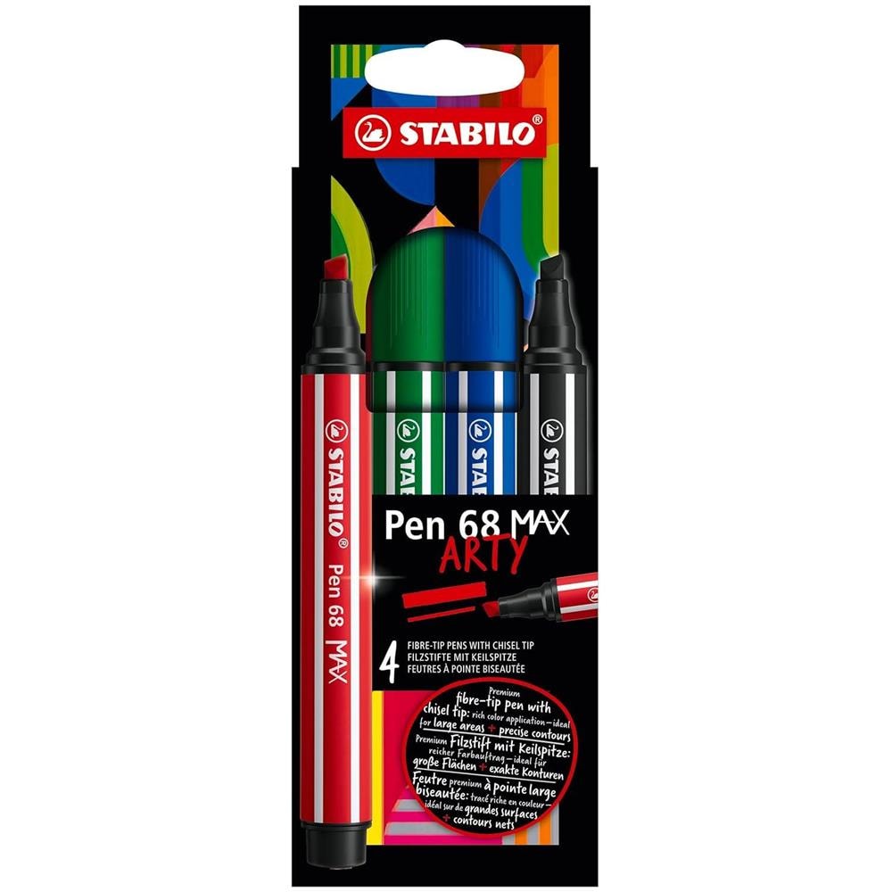 Pen 68 MAX - Pennarello Premium a tratto doppio (1 + 5 mm) - ARTY - Astuccio da 4 - Colori assortiti - Foto 1